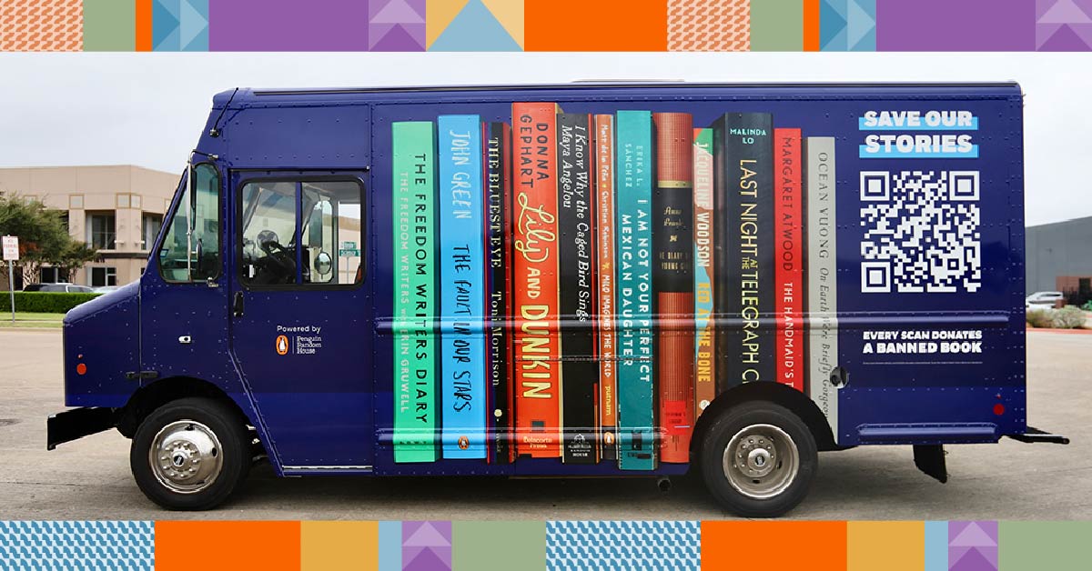 truck featuring banned books