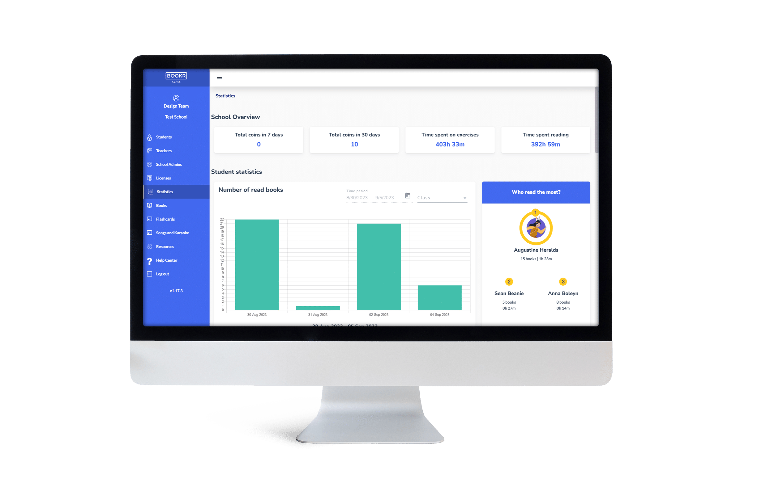 teacher's dashboard at pc